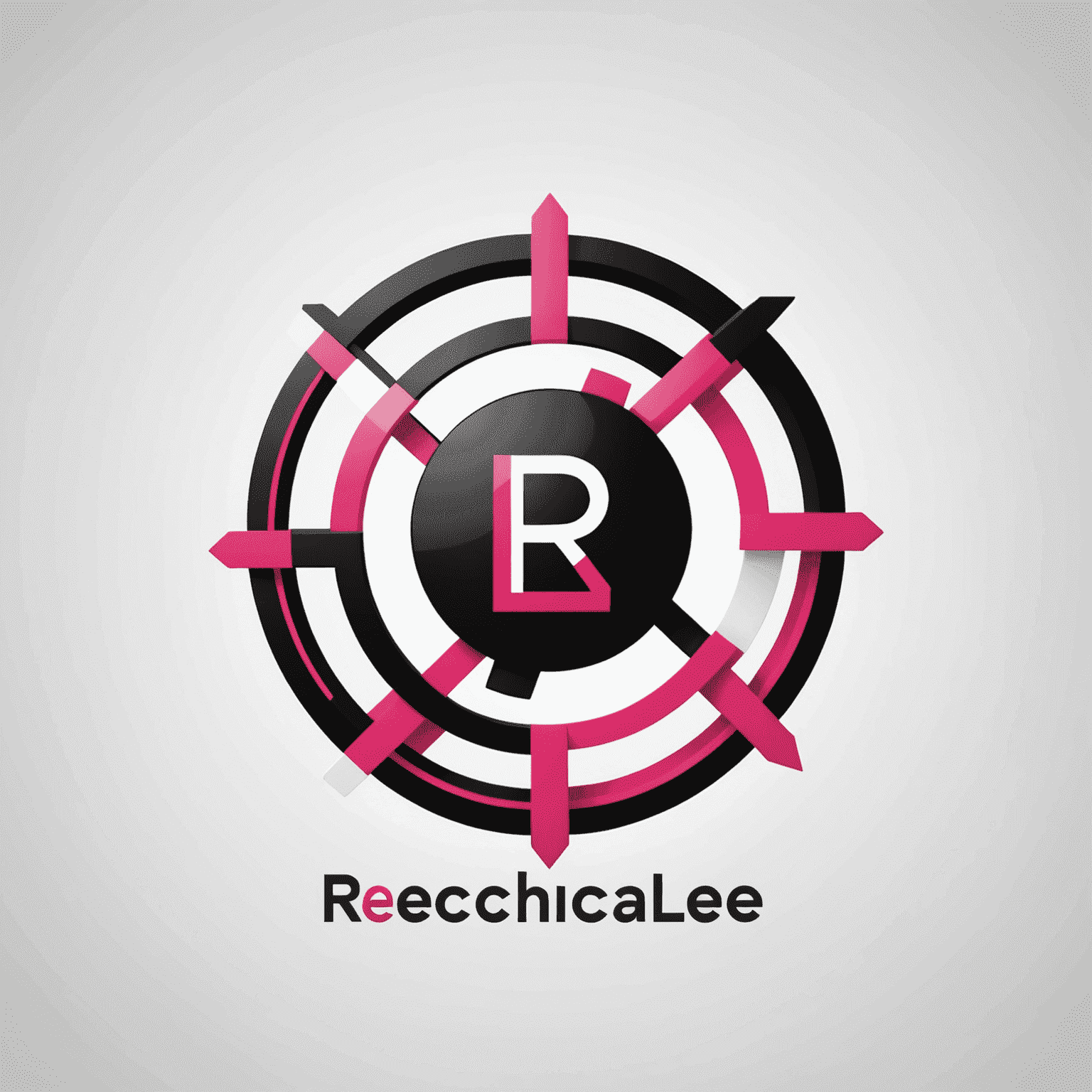 شعار rechacalee_com يظهر تصميمًا حديثًا يجمع بين الأحمر والوردي والأسود والأبيض، مع رموز تمثل الاتصال عبر الإنترنت
